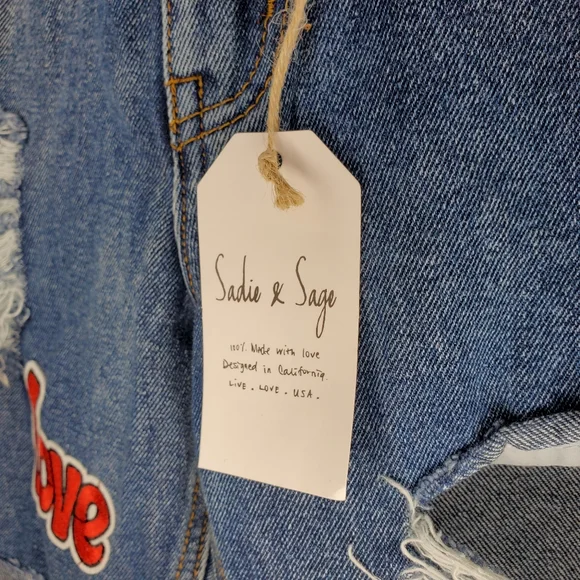 NWT Sadie & Sage Anthropologie Brand Distressed Patch Jeans S8ze Small - Picture 5 of 12